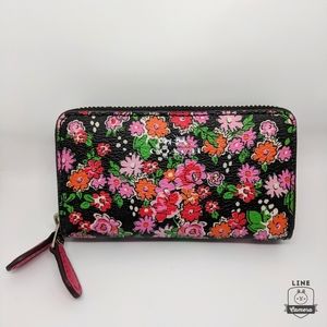 Coach posey floral double zip coin case purse